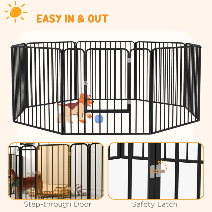 Heavy Duty 8-Panel 80cm High Pet Playpen - Indoor/Outdoor Enclosure for Small to Medium Dogs - Safe Exercise and Play Area