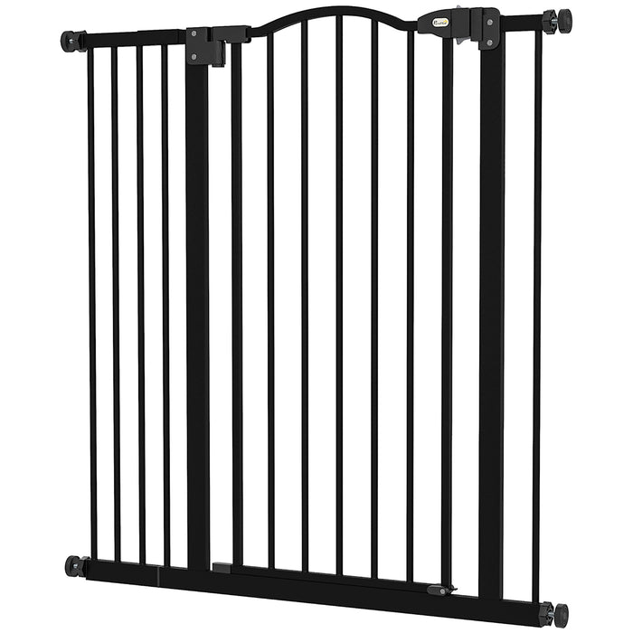 Folding Metal Pet Safety Gate for Dogs - Durable Barrier, Black Finish - Protects Pets, Indoor/Outdoor Use