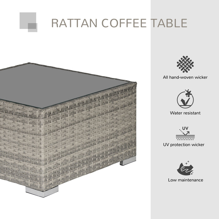 Rattan Wicker Patio Coffee Table - Durable All-Weather Outdoor Centerpiece for Garden and Backyard - Ideal for Entertaining and Relaxation in Grey