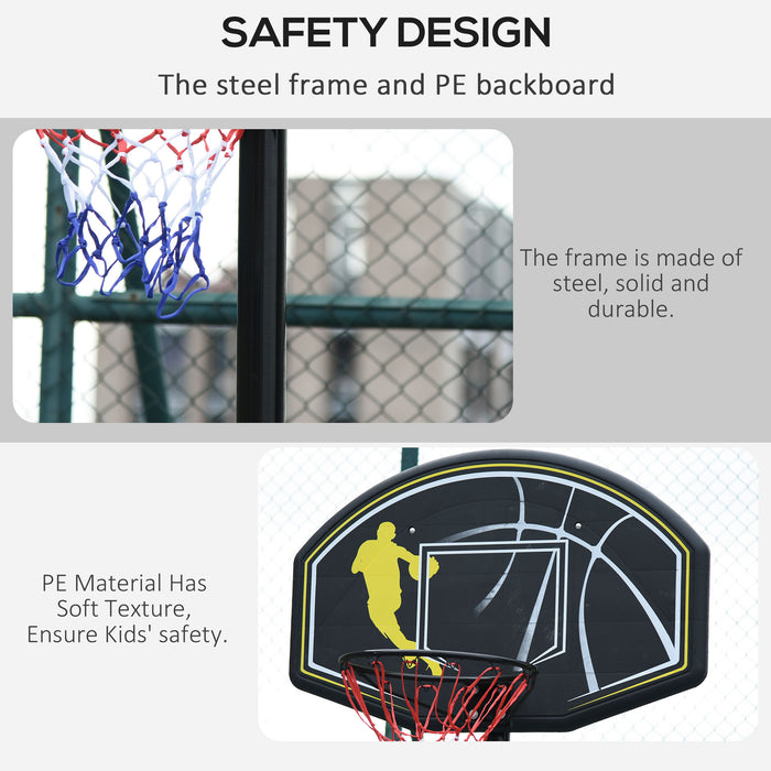 Adjustable Portable Basketball Hoop Stand with Wheels - Freestanding Garage Net & Backboard for Outdoor Use - Ideal for Adult & Senior Sports Enthusiasts