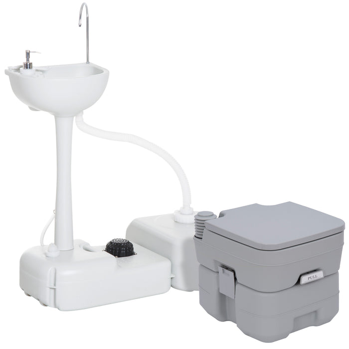 Outdoor Sanitation Combo - Portable Camping Toilet & Sink with Fresh and Waste Water Tanks - Eco-Friendly Waste Recycling for Events