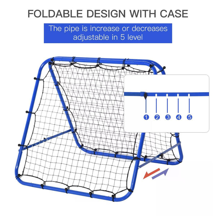 Outdoor Rebounder Training Net - PE Mesh Double-Sided, Sturdy Frame, Blue - Ideal for Solo Soccer Practice or Team Drills