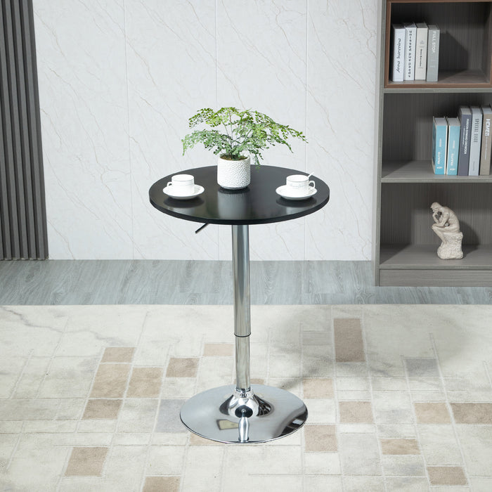 Height-Adjustable Round Bar Table - Sturdy Metal Base, Ideal for Dining Room & Kitchen - Perfect for Home Pub and Counter Spaces, Black