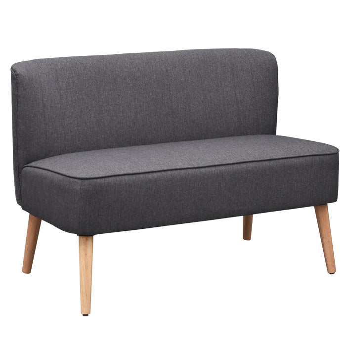 Compact Double Loveseat - Modern 2-Seater Sofa with Padded Linen and Wood Legs - Ideal for Small Spaces and Cozy Living Rooms