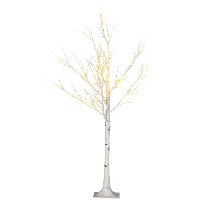 Artificial White Birch Tree with LED Lights - 4ft Pre-Lit Decorative Tree, 72 Warm White LEDs - Enhances Indoor Ambiance & Covered Outdoor Settings