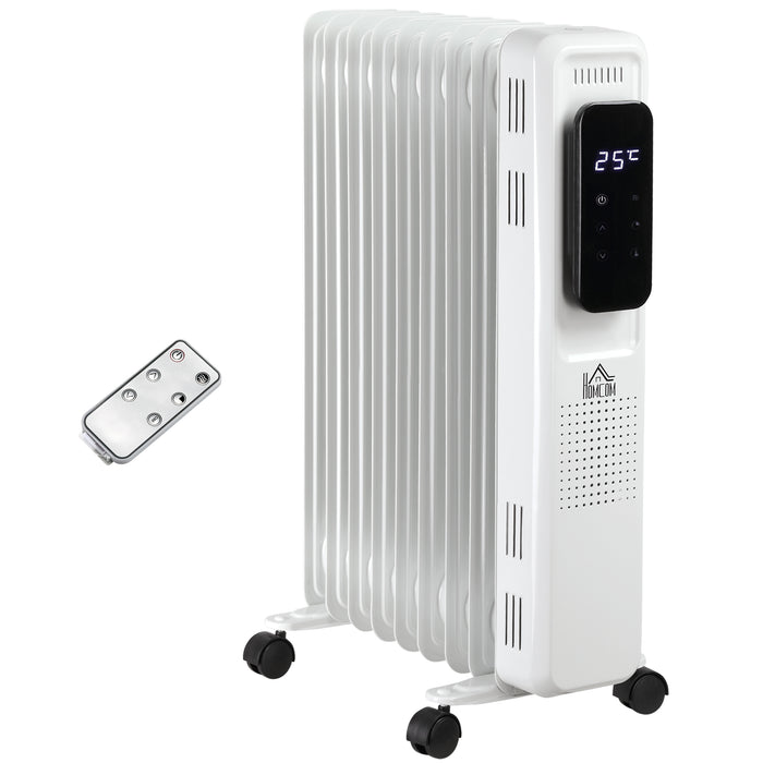 2180W Portable Oil-Filled Radiator - 9 Fin Electric Heater with LED Display & 24H Timer - Features 3 Heat Settings, Adjustable Thermostat & Remote Control for Cozy Winter Spaces