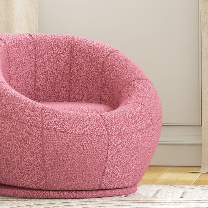 Swivel Upholstered Accent Chair - Modern Armchair for Living Room, Bedroom, Home Office - Comfy Pink Seating Solution for Stylish Decor