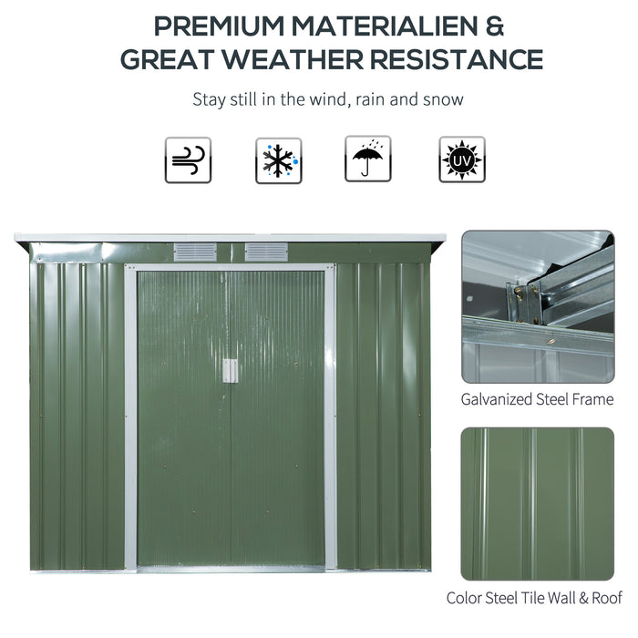 Pend Garden Storage Shed - Double Door with Ventilation Window and Sloped Roof, 213x130x173cm - Ideal for Outdoor Equipment and Tool Organization