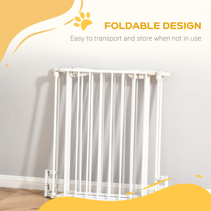 Pet Safety Gate 3-Panel - Adjustable Metal Playpen & Fireplace Barrier with Walk-Through Door - Ideal for Protection & Room Division