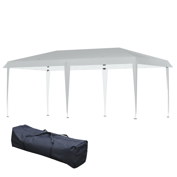 Double Roof Foldable Gazebo - 6m x 3m Wedding Canopy Tent with Carrying Bag, Grey - Ideal for Outdoor Events and Gatherings