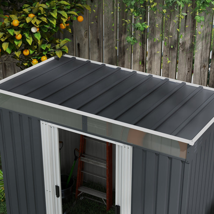 Galvanised 6.5x4FT Metal Shed - Lockable Garden Storage with Sliding Doors & Ventilation - Ideal for Secure Tool Organization