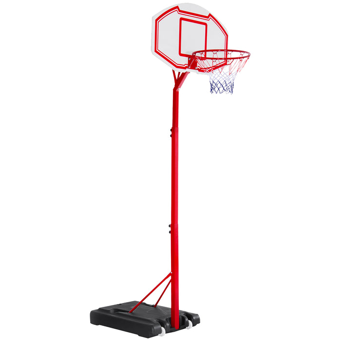 Steel Basketball Stand with Height-Adjustable Hoop and Red Backboard - Durable Outdoor Basketball System for All Ages - Perfect for Practice and Pickup Games