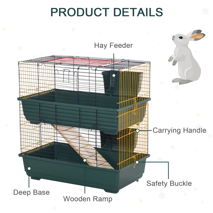 2-Story Large Animal Cage Habitat - Equipped with 3 Accessible Doors & Accessories - Ideal for Chinchillas, Guinea Pigs, and Small Puppies