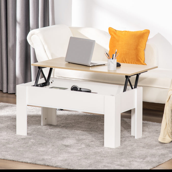 Lift-Up Coffee Table with Spacious Hidden Storage - Versatile Elevating Top Design for Modern Home Decor - Functional Living Room Centerpiece with Pop-Up Workspace