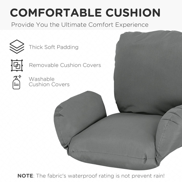 Patio Egg Chair Cushion Set - Comfy Armrest and Back Pad for Garden Lounge Chairs - Ideal for Indoor & Outdoor Relaxation in Dark Grey