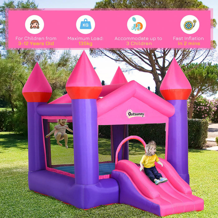 Kids Bounce Castle House - Inflatable Trampoline and Slide Combo with Inflator - Perfect Play Area for Children Aged 3-12 Years, Multicolor, Large Size 3.5 x 2.5 x 2.7m