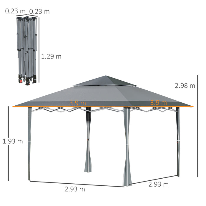 4x4m Double Roof Canopy Gazebo - Pop-Up Tent with Roller Bag, Adjustable Legs, Steel Frame for Outdoor Parties - Ideal Shelter for Garden Events, Dark Grey