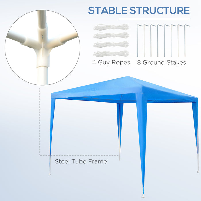 Garden Gazebo Marquee 2.7m x 2.7m - Blue Party Tent with Wedding Canopy for Outdoor Events - Ideal Shelter for Gatherings and Celebrations