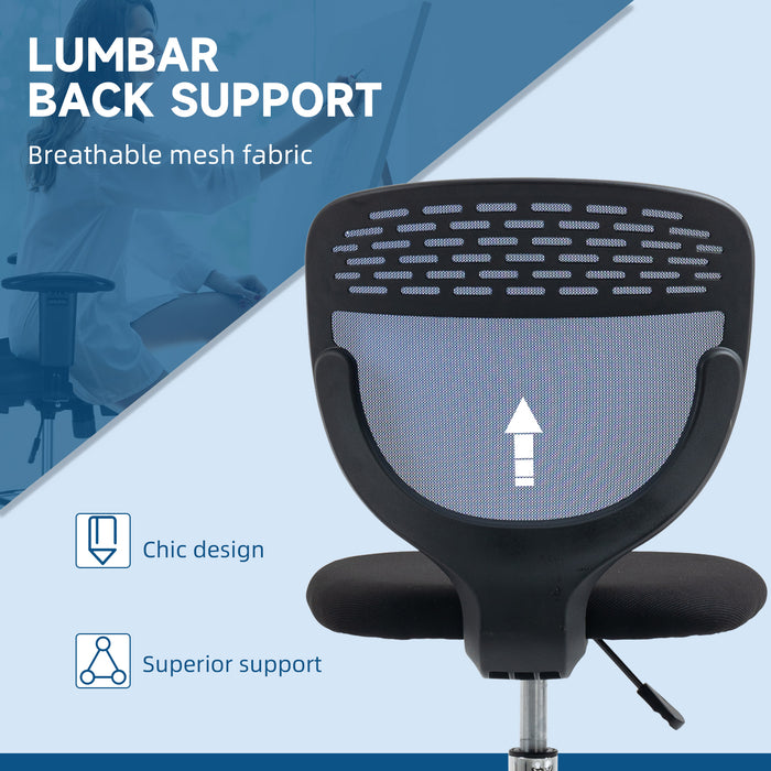 Ergonomic Drafting Chair - Swivel Mesh Draughtsman Stool with Lumbar Support and Adjustable Foot Ring - Armless Design for Standing Desks, Dark Blue