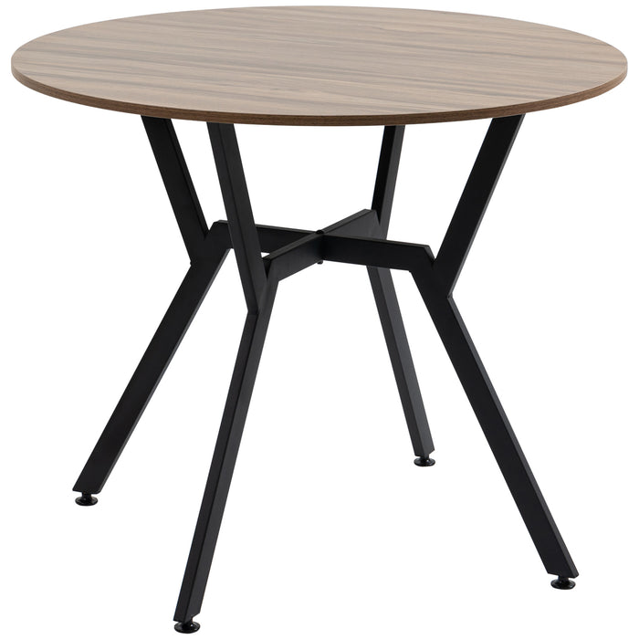 Modern Brown Dining Room Table - Sturdy Black Legs with Anti-Slip Foot Pads, 90 x 76 cm - Ideal for Living or Dining Room Elegance