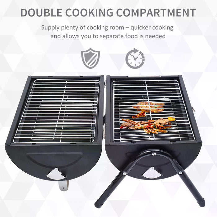 Portable Folding Charcoal Grill - Compact Outdoor BBQ for Picnics, Camping, and Tailgating - Easy-to-Carry Tabletop Barbecue for Delicious Smoky Flavors