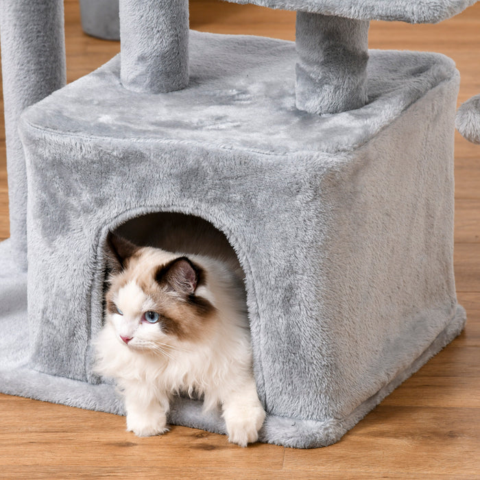 Cat Tree Tower 114cm - Climbing Activity Centre with Sisal Scratching Posts, Perches, and Hanging Ball - Ideal for Kittens and Small Cats's Play and Exercise