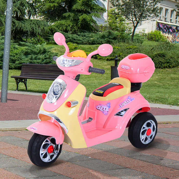 Electric Ride-On Toy Motorbike with Music and Lights - Durable Plastic Construction in Pink - Ideal for Kids' Motorized Outdoor Play