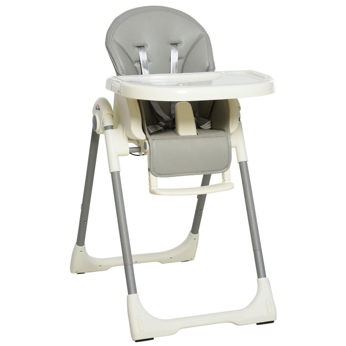 Convertible Baby to Toddler High Chair - Foldable, Height-Adjustable, with 5-Point Harness and Removable Tray - Easy Mobility with Wheels, Ideal for Mealtime and Playtime