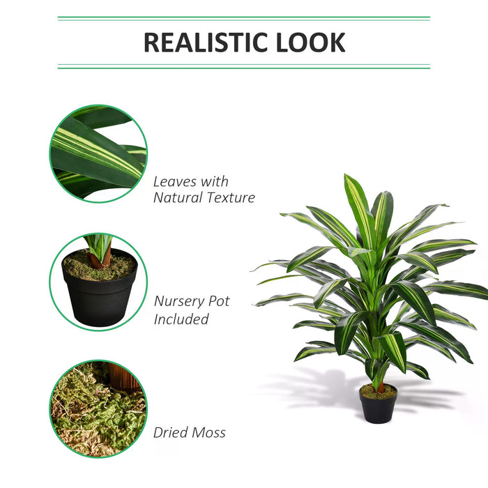 Artificial Dracaena Tree 110cm/3.6FT Faux - 40 Lush Leaves in a Nursery Pot, Ideal for Home & Office - Enhance Your Indoor/Outdoor Space with Tropical Elegance