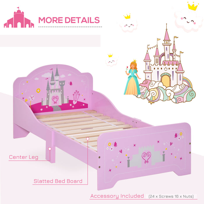 Kids Castle Bed with Charming Pink Design - MDF Construction Single Sleeper for Children - Perfect Bed for Little Princesses