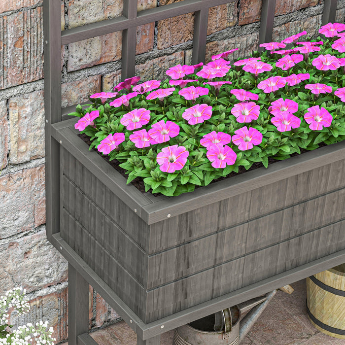 Elevated Wooden Garden Planter with Built-In Trellis - Ideal for Climbing Plants, Includes Drainage System and Protective Liner - Perfect for Gardeners Enhancing Outdoor Spaces