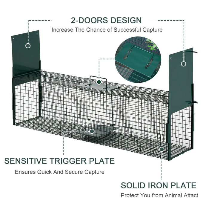 Humane Small Animal Live Trap - Dual-Door, Capture & Release for Rats, Mice, Minks, Rabbits, Raccoons, Gophers, Squirrels - Ideal for Home, Farm & Garden Pest Control