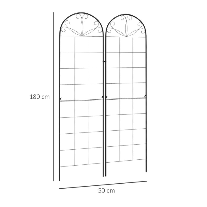 Garden Metal Trellis 2-Pack - Climbing Plant Support Frames with Grid Design - Ideal for Vine Growth and Garden Decor