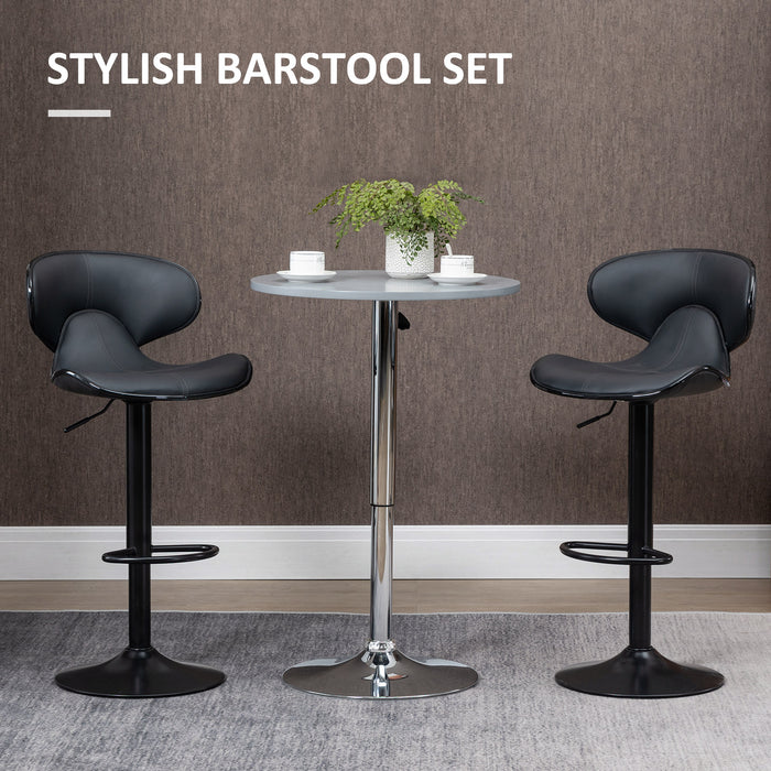Adjustable Swivel Bar Stools with Footrest and Backrest - Set of 2 Steel Frame Kitchen Counter Stools with Gas Lift, Grey - Ideal for Dining Room Comfort and Modern Home Decor
