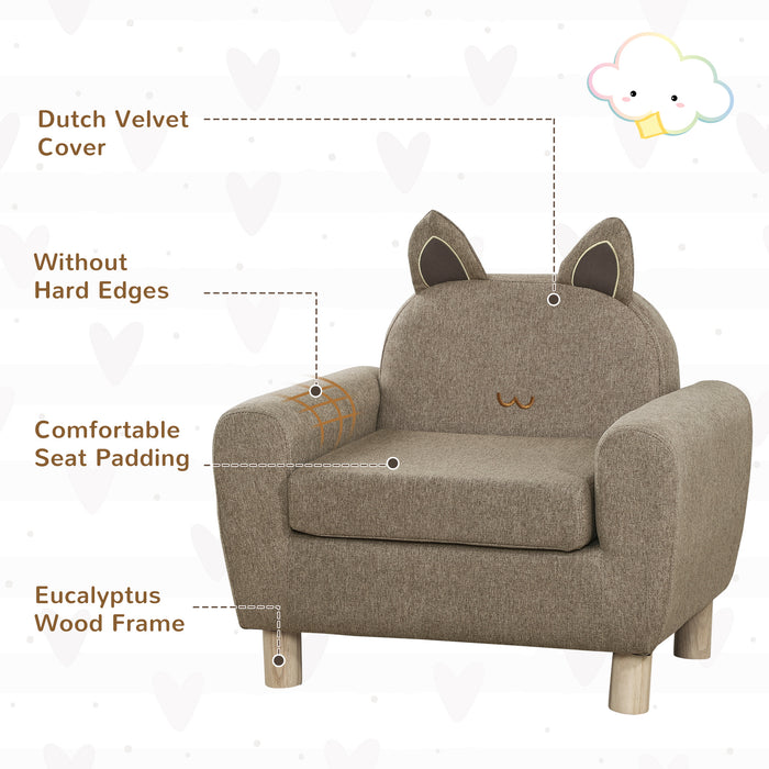 Children's Ear-Shaped Armchair - Cozy Toddler Sofa for Bedroom & Playroom - Perfect Preschool Wooden Seating Solution