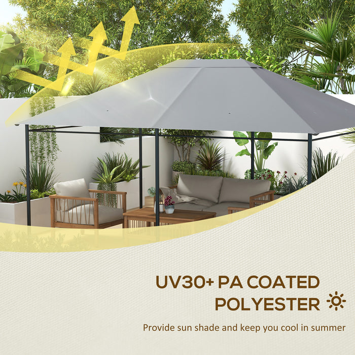 3 x 4m Gazebo Canopy Top Cover - Weather-Resistant Roof Replacement in Light Grey - Ideal for Outdoor Shelter and Patio Enhancement