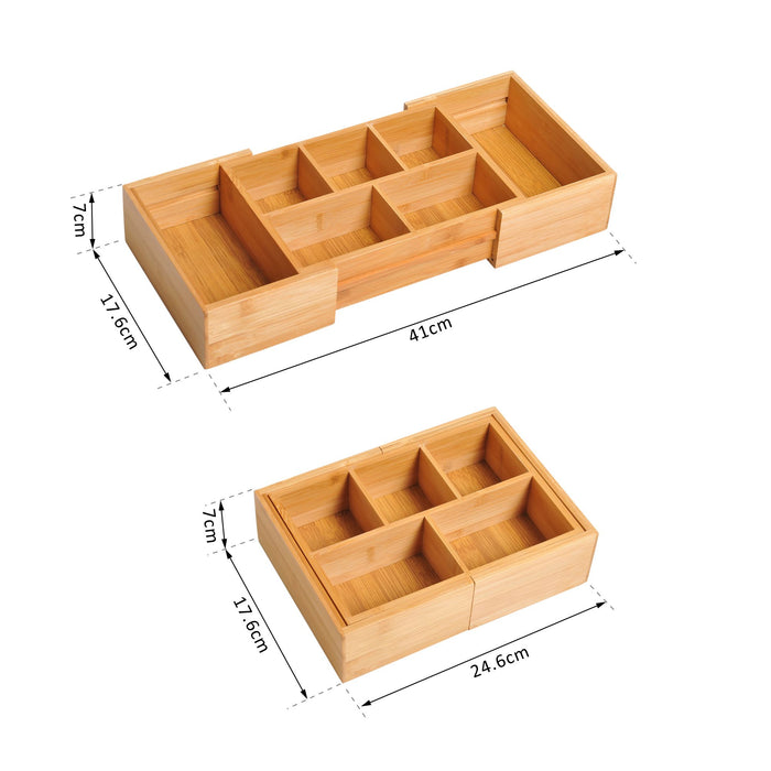 Extendable Storage Solution - Adjustable Drawer Organizer with Dividers, 24.6-41cm - Ideal for Tidy Kitchen, Office, and Bedroom Drawers