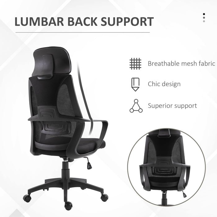 Ergonomic Mesh Office Chair with Wheels - High Back and Adjustable Height for Comfort - Ideal for Home Office Use