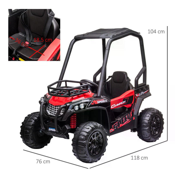 Kids Electric Off-road UTV Ride-On Car with High Roof - 12V Battery, 3-6 km/h, Parental Remote, Lights, MP3, Suspension Wheels, Red - Perfect for Children's Outdoor Adventures