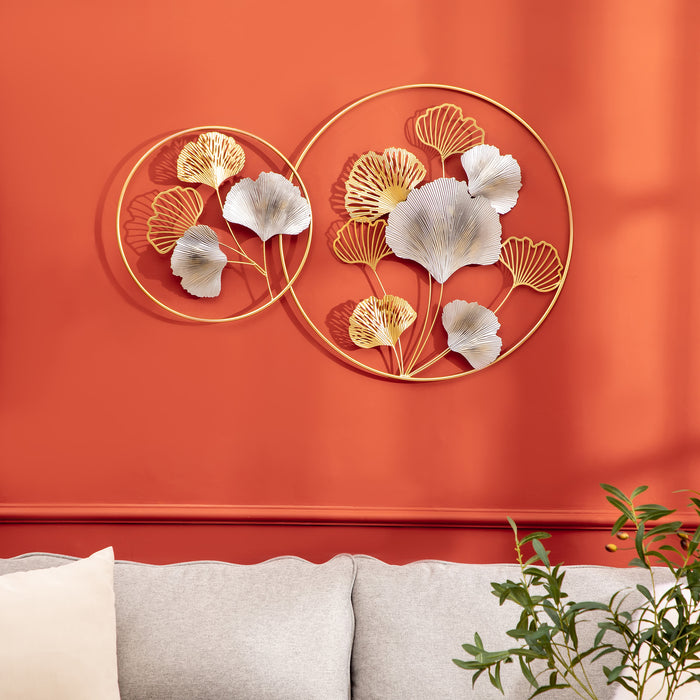 Ginkgo Leaf-Inspired 3D Metal Wall Art - Elegant Gold Hanging Sculptures for Home Decor - Perfect for Living Room, Bedroom & Dining Room Adornment