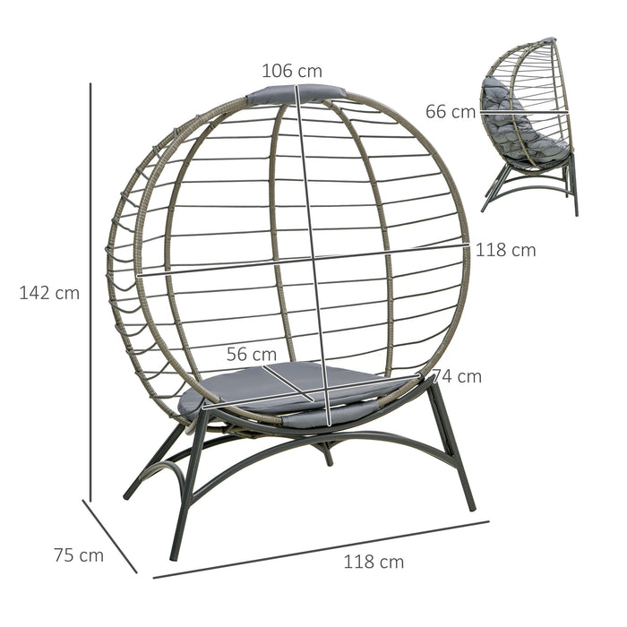 Freestanding Rattan Egg Chair with Cushion - Foldable Design for Indoor & Outdoor Use, Bottle Holder Included - Comfortable Lounging for Patios and Living Rooms