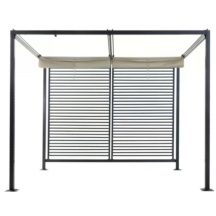 Retractable Garden Pergola with Metal Frame - Beige 2.8m x 3m Outdoor Shade Structure - Ideal for Patio and Backyard Comfort