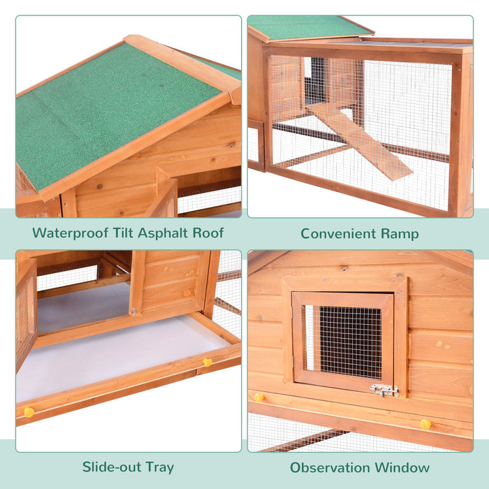 Wooden Pet Enclosure with Ramp - Sturdy Golden Red Animal Cage - Ideal for Small Pets Comfort and Accessibility