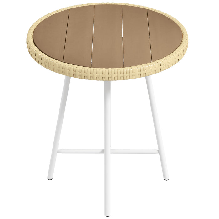 PE Rattan Side Table - Elegant Natural Wood Finish Accent Piece - Ideal for Indoor and Outdoor Spaces