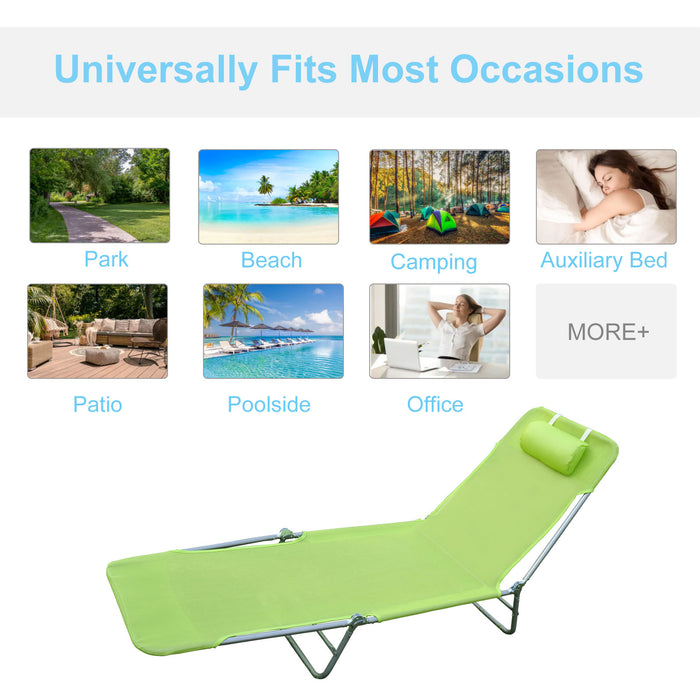 Adjustable Green Sun Bed Chair - Garden Lounger Recliner with Relaxation Features - Ideal for Patio and Outdoor Comfort