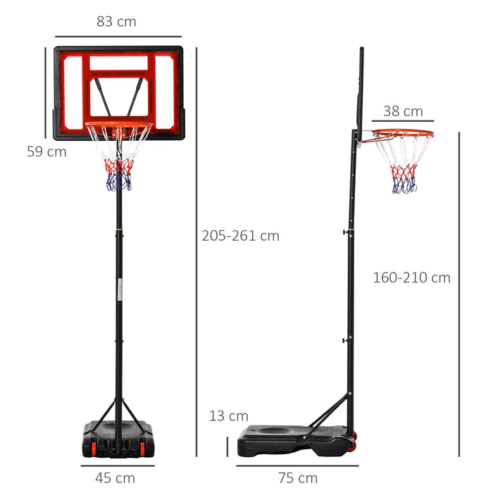 Portable Basketball Hoop Stand - Adjustable Height 160-210cm, Sturdy Rim with Net, Large Wheels for Stability - Ideal for Outdoor Basketball Fun for All Ages