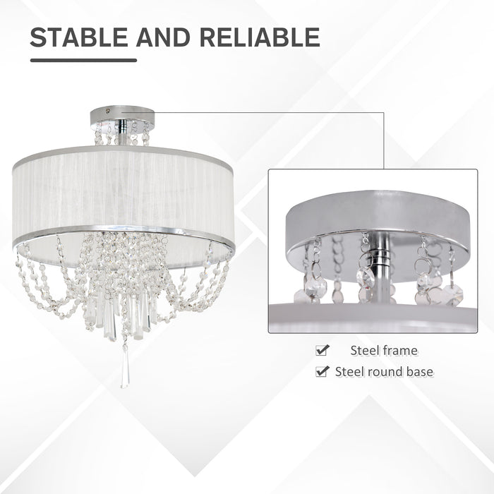 Elegant Metal Chandelier with Pleated Shade - Crystal Pendant Ceiling Light Fixture for Home Decor - Ideal for Living Room, Dining Room & Bedroom Ambiance