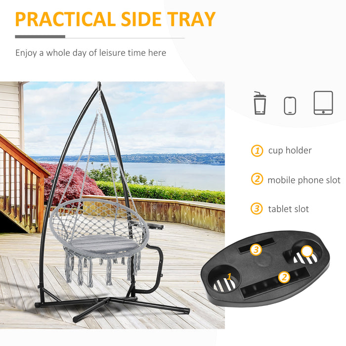 Heavy Duty Metal C-Stand for Hammock Chairs - Durable Construction Porch Swing Stand for Indoor/Outdoor Relaxation - Ideal for Patio, Deck or Backyard Lounging