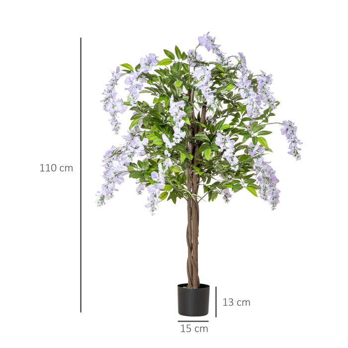 Artificial Wisteria Floral Plants in Pots - Set of 2 Lifelike Fake Greenery, 100cm Tall - Enhances Indoor & Outdoor Home Decor