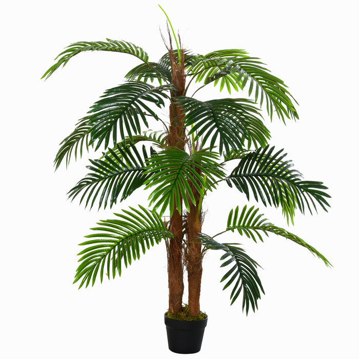 Artificial Palm Tree - 120cm/4ft Lifelike Decorative Plant with 19 Lush Leaves in Nursery Pot - Ideal for Indoor/Outdoor Home and Office Greenery